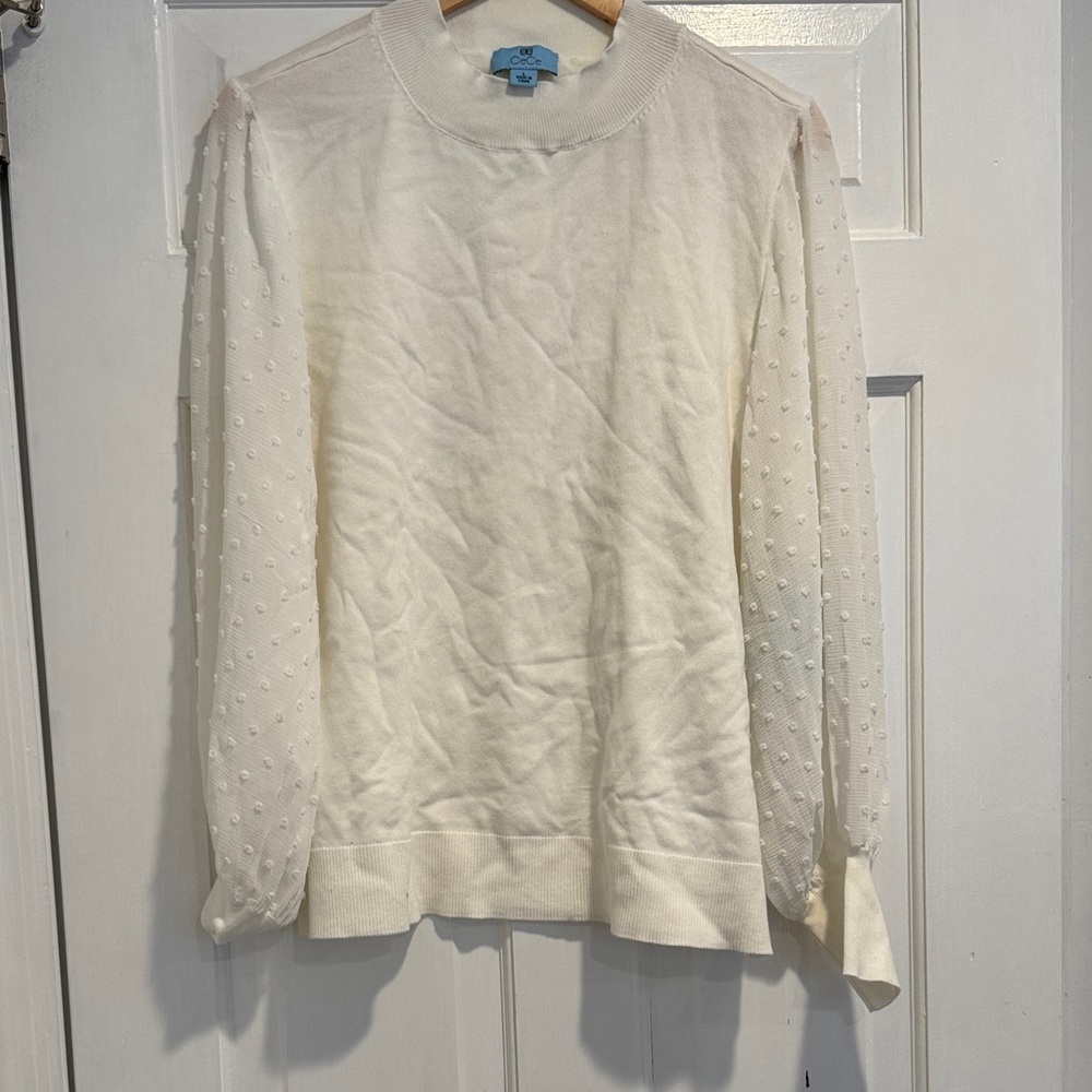 CeCe White Knit Top